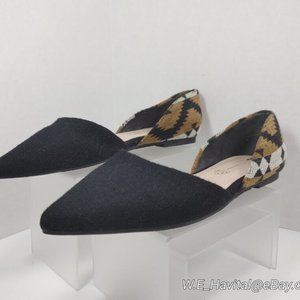 BC® Born in California™ Vegan Mud Cloth and Black Micro Suede Flats Women's US 9